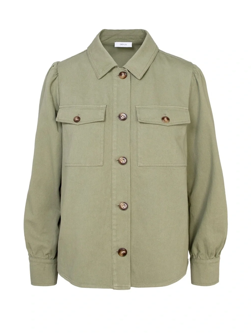 Greylin Alexia Cotton Twill Puff Sleeve Shirt Jacket size small